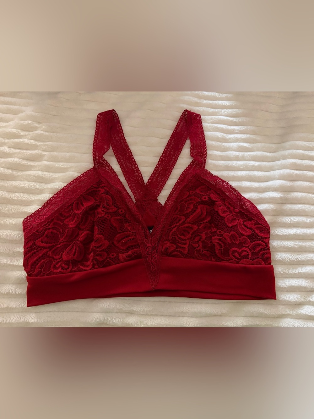 Daytrip Red Lace Bralette with V-Front Straps